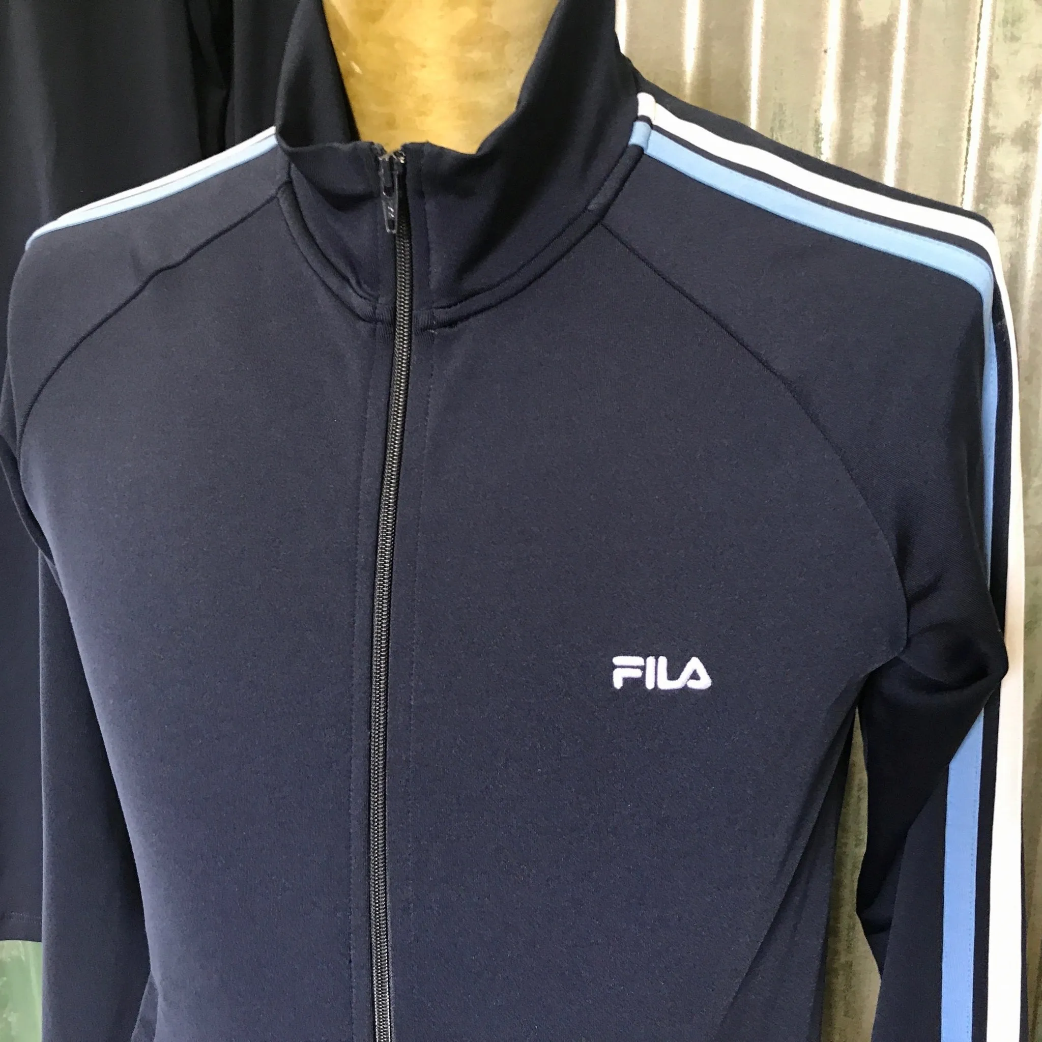 1990's Vintage Fila Track Suit Top and Bottom Navy Sz S - OOAK