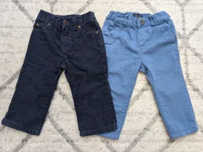 2 Pairs Boys Pants, Blue, 12-18M, Kids 18 Month (12-18M)