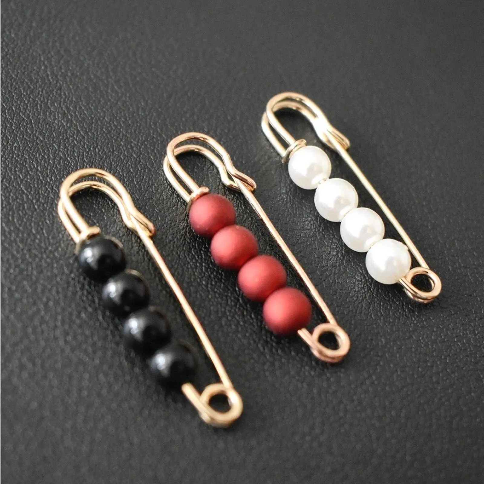 2 Pc Red Pearl Brooch detachable jeans and Sweater cape clip pants extended safety pin