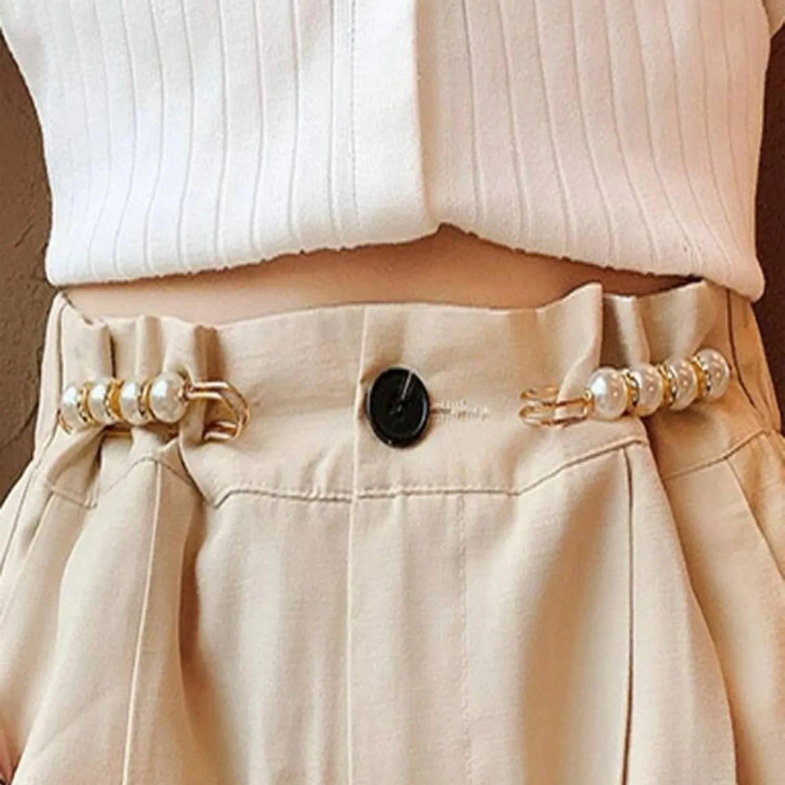2 Pc Red Pearl Brooch detachable jeans and Sweater cape clip pants extended safety pin