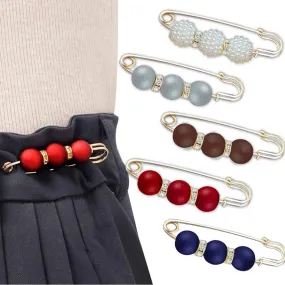 2 Pc Red Pearl Brooch detachable jeans and Sweater cape clip pants extended safety pin