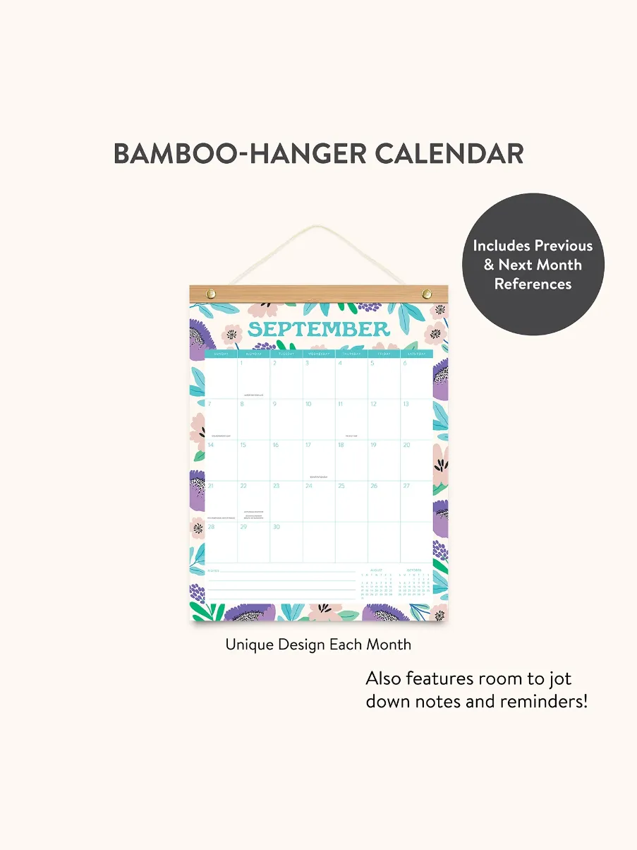2025 Bamboo Hanging Calendar - Botanic Bliss