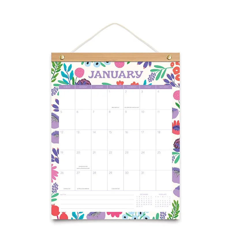 2025 Bamboo Hanging Calendar - Botanic Bliss