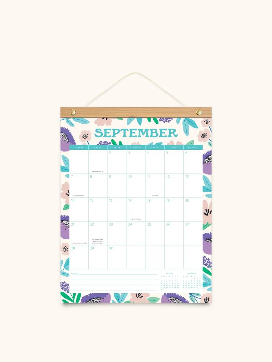 2025 Bamboo Hanging Calendar - Botanic Bliss