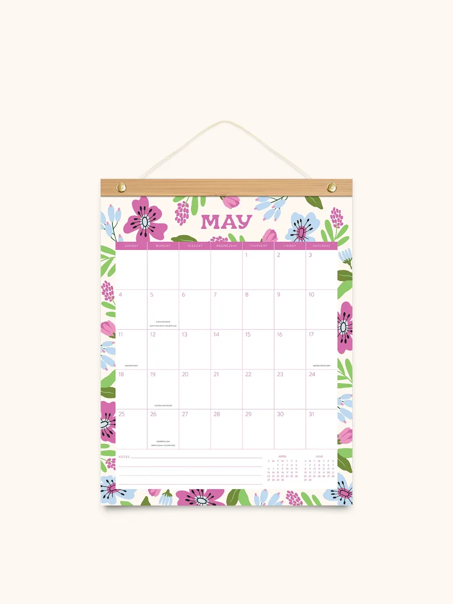2025 Bamboo Hanging Calendar - Botanic Bliss