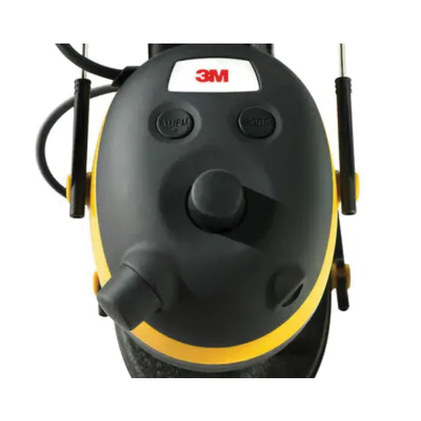 3M™ Worktunes™ 078371-90541 AM/FM Hearing Protector, 24 dB NRR, Yellow Ear Cup, Padded Headband, Over-the-Head Ear Muff