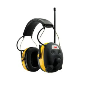 3M™ Worktunes™ 078371-90541 AM/FM Hearing Protector, 24 dB NRR, Yellow Ear Cup, Padded Headband, Over-the-Head Ear Muff