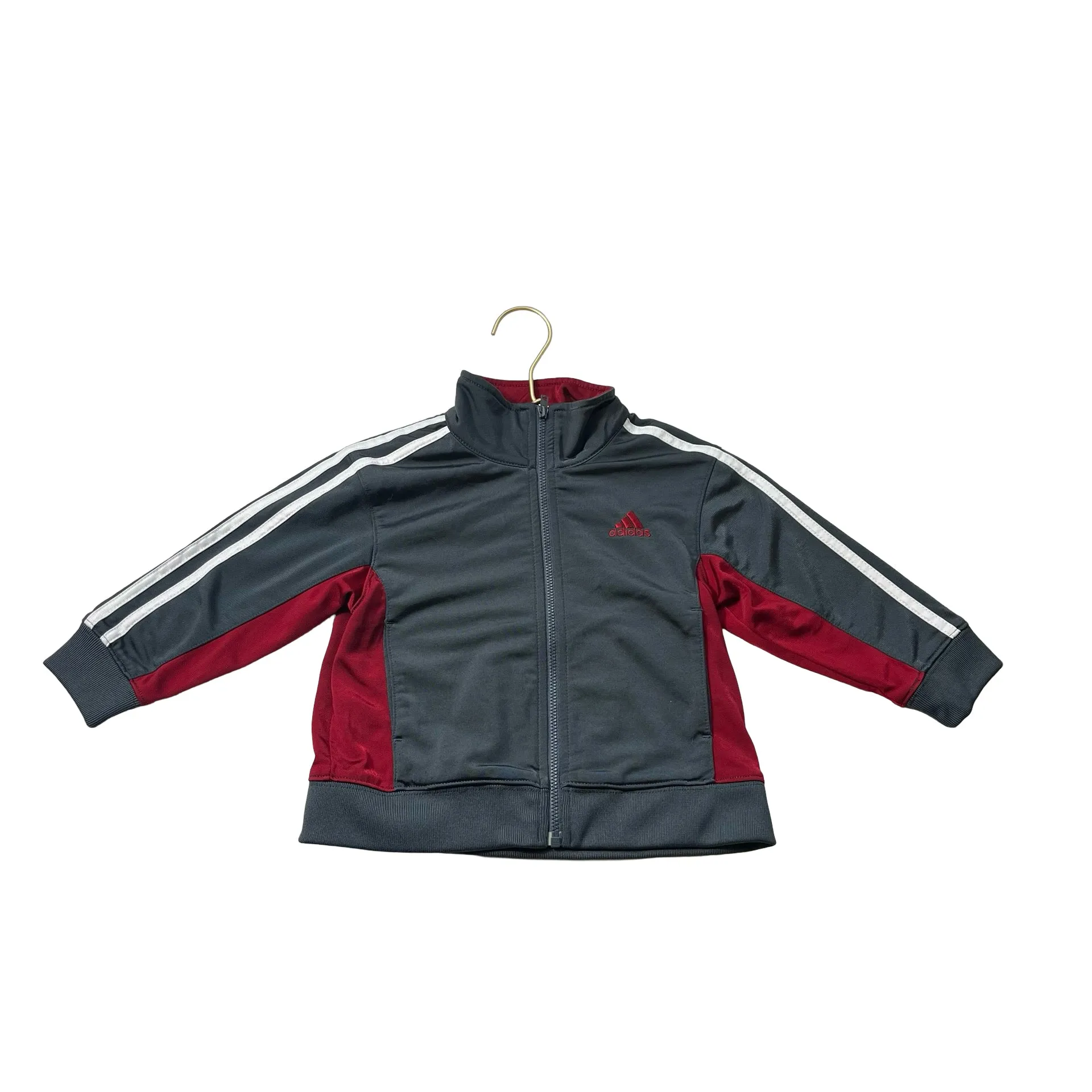 Adidas Gray, Red & Ivory Track Jacket - Size 2
