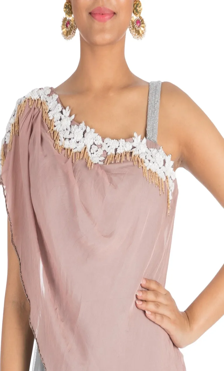 Anushree Agarwal Light Grey Draped Dress