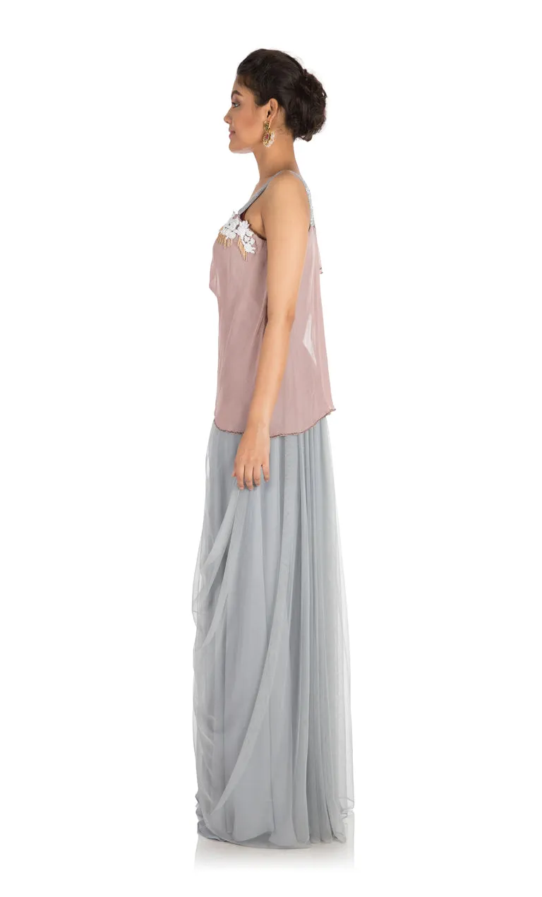 Anushree Agarwal Light Grey Draped Dress