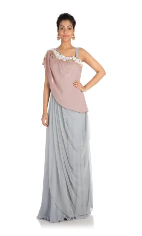Anushree Agarwal Light Grey Draped Dress