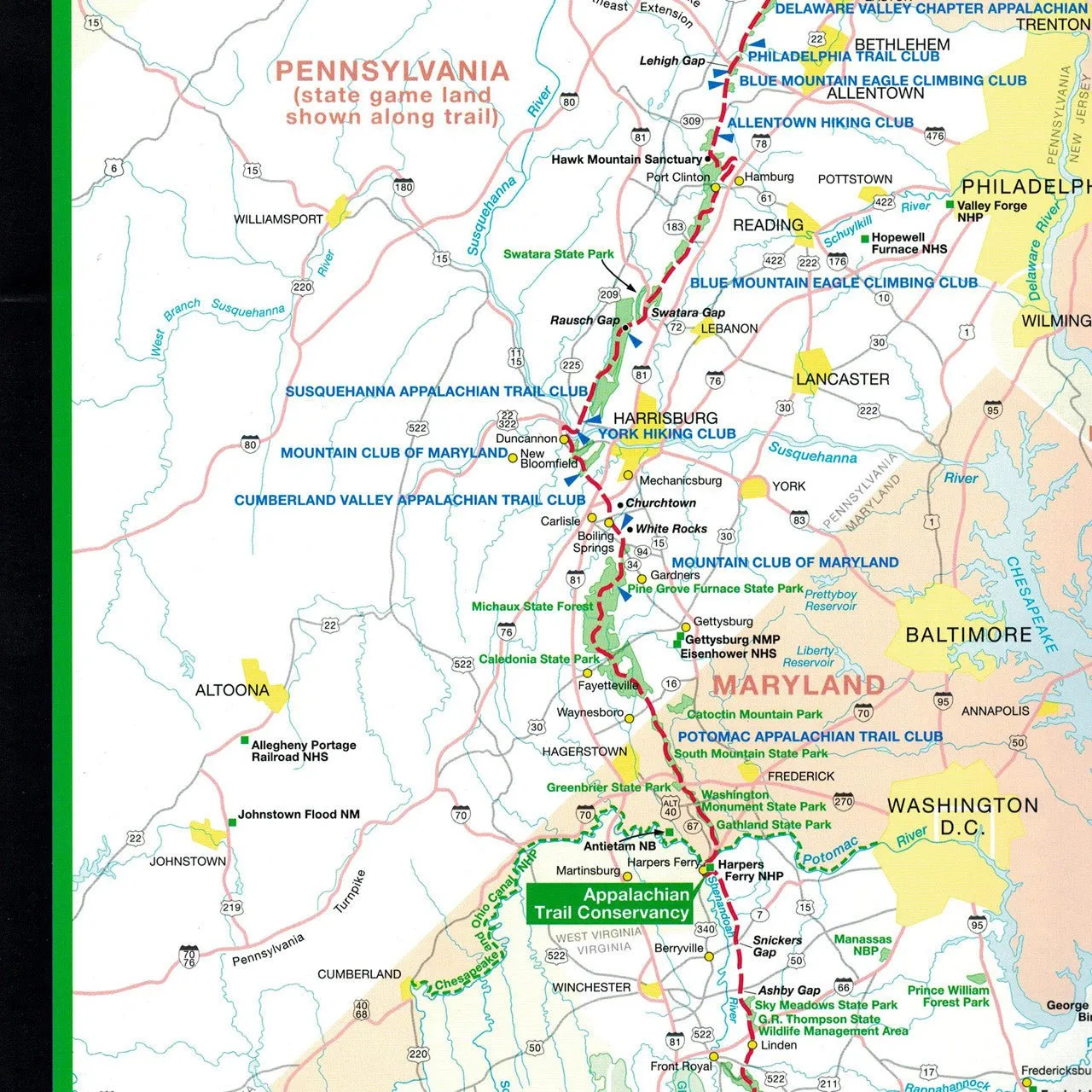 Appalachian Trail Strip Map Poster