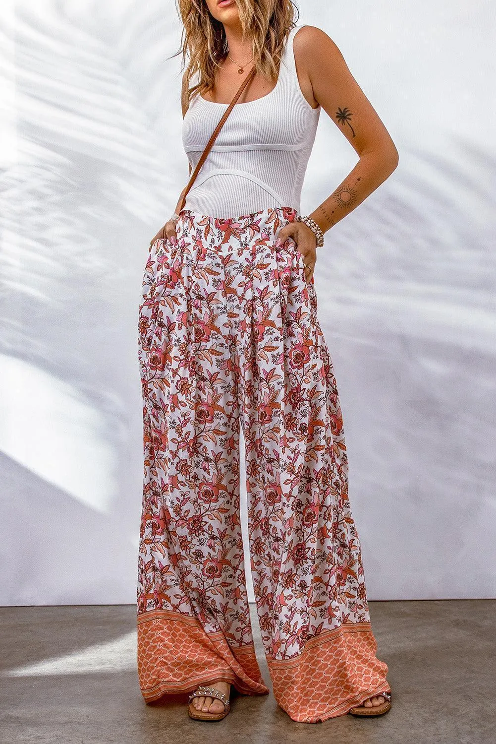 At Ease Bohemian Floral Culotte Pants