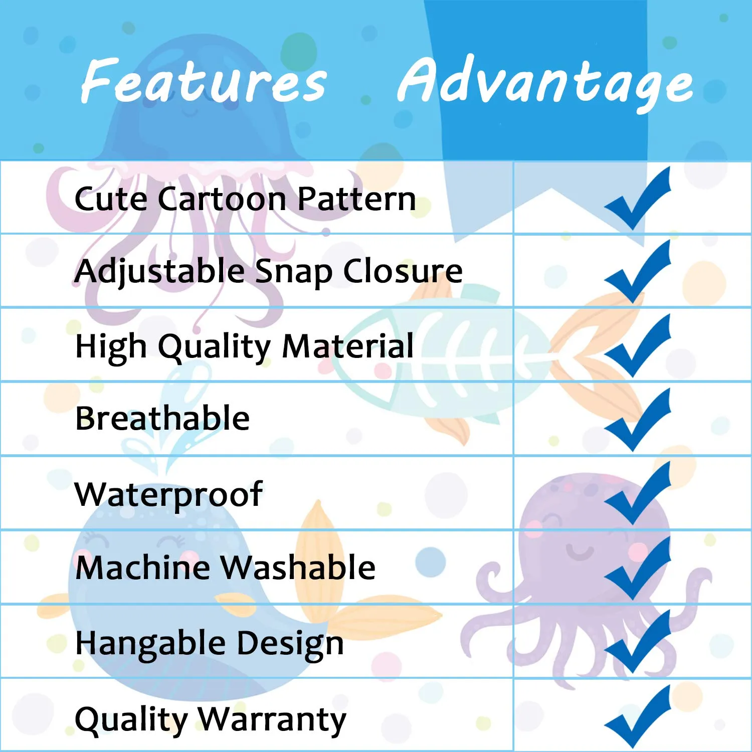 Barber Cape for Kids - Iusmnur Professional Hair Salon Cape with Adjustable Snap Closure Shampoo Hair Cutting Cape for Salon and Home - 51 x 36 inches (Ocean World) Blue