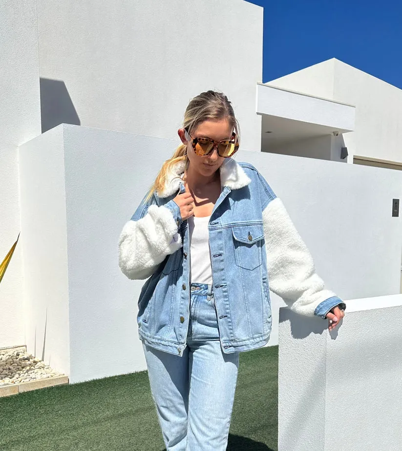 Blue Denim with White Fleece Comfort Jacket