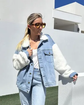 Blue Denim with White Fleece Comfort Jacket