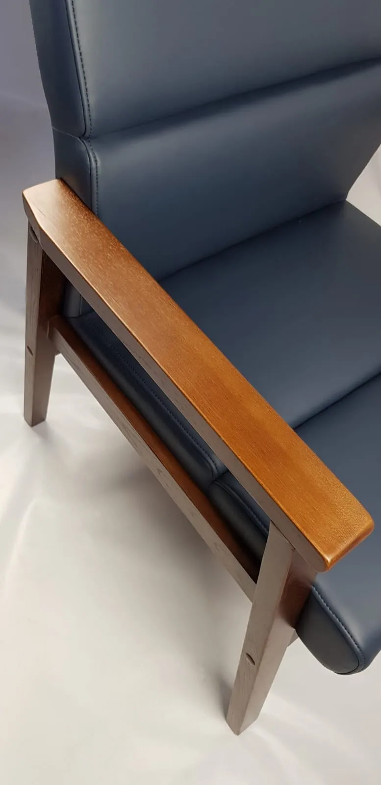 Blue Leather Solid Wood Frame Executive Visitor Chair - HB-1819C