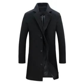 BRADFORD Design Collection Men's Fashion Black Coat Jacket Premium Quality Long Black Wool Coat Jacket
