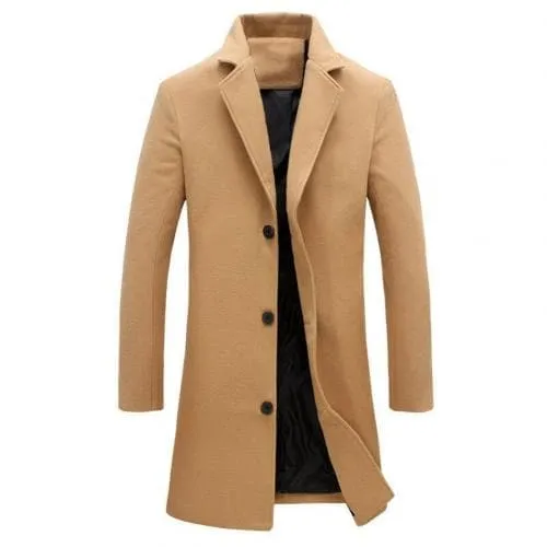 BRADFORD Design Collection Men's Fashion Black Coat Jacket Premium Quality Long Black Wool Coat Jacket