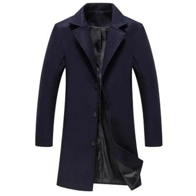 BRADFORD Design Collection Men's Fashion Black Coat Jacket Premium Quality Long Black Wool Coat Jacket