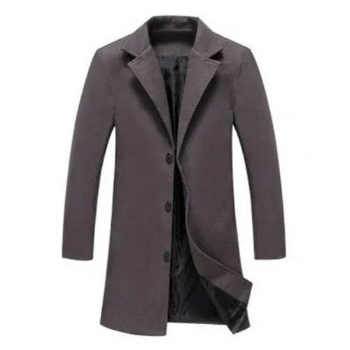 BRADFORD Design Collection Men's Fashion Black Coat Jacket Premium Quality Long Black Wool Coat Jacket