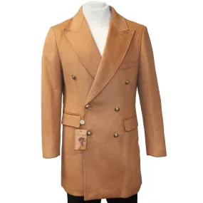 C-COUTURE DOUBLE BREASTED OVERCOAT-TAN COLOR