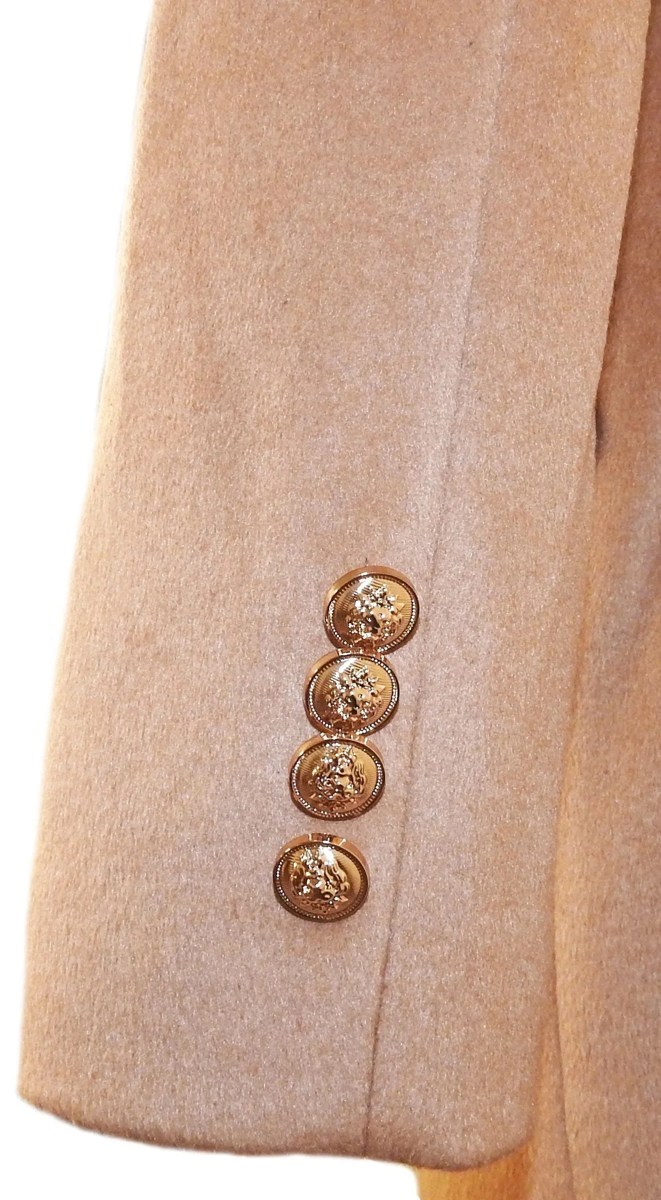 C-COUTURE DOUBLE BREASTED OVERCOAT-TAN COLOR