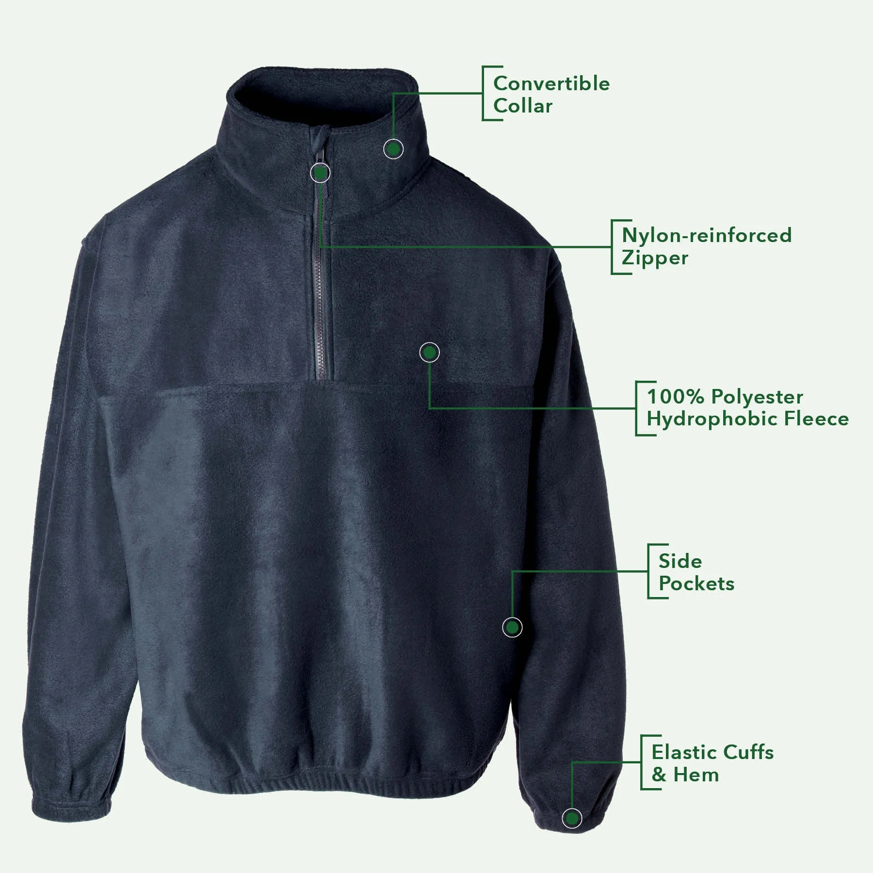 Celtic Cross Embroidered Personalized Fleece 1/4 Zip- Navy