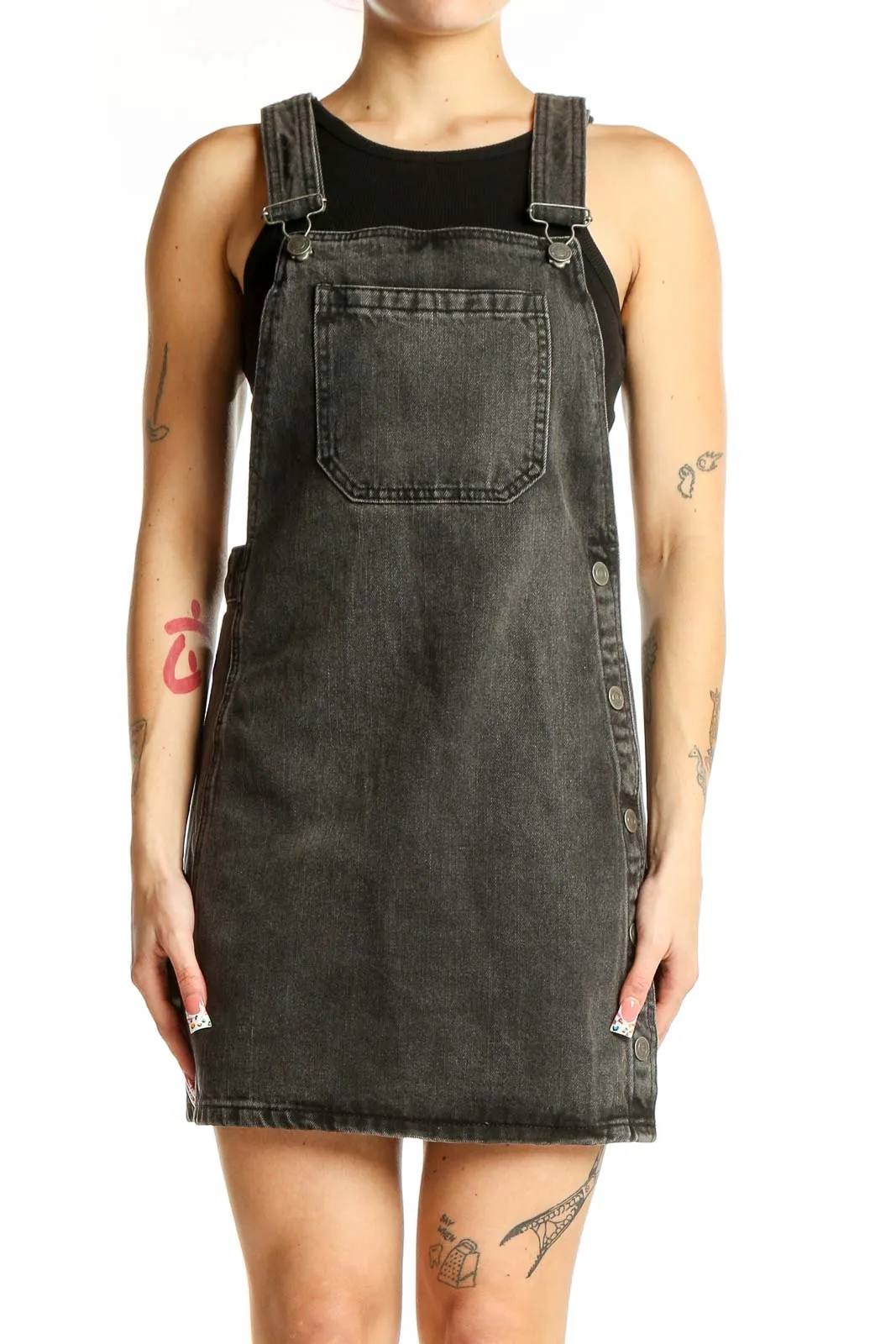 Charcoal Denim Overall Dress