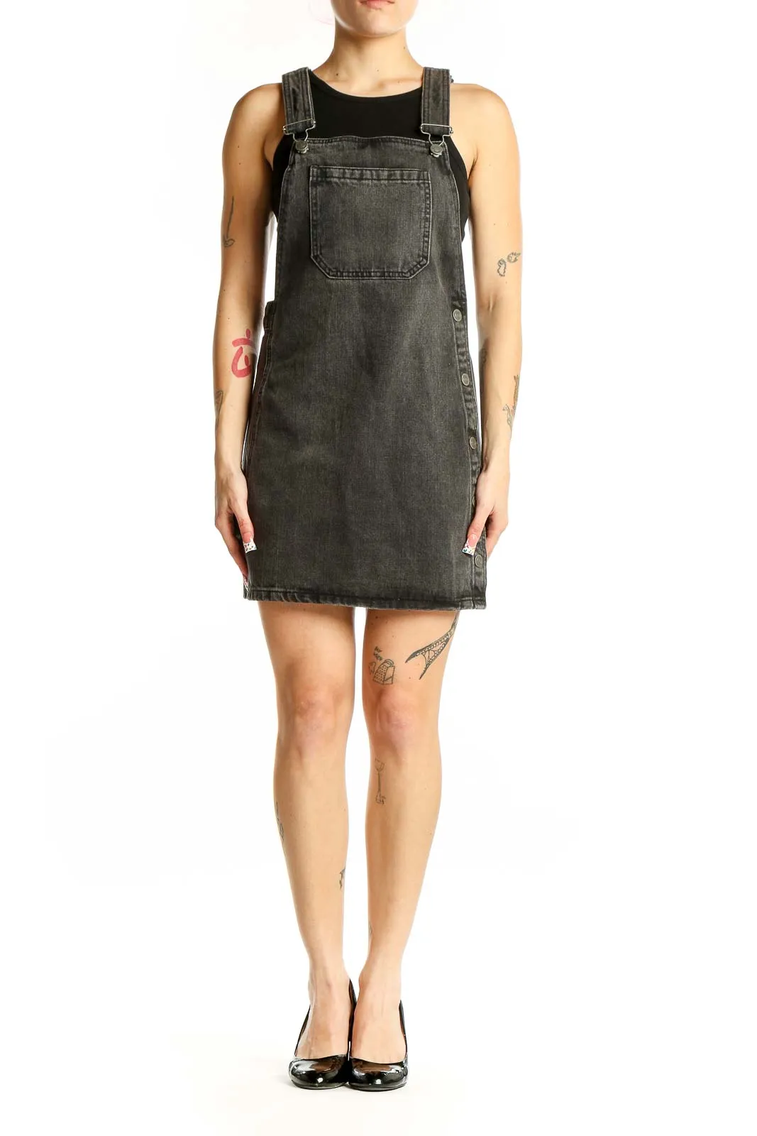 Charcoal Denim Overall Dress
