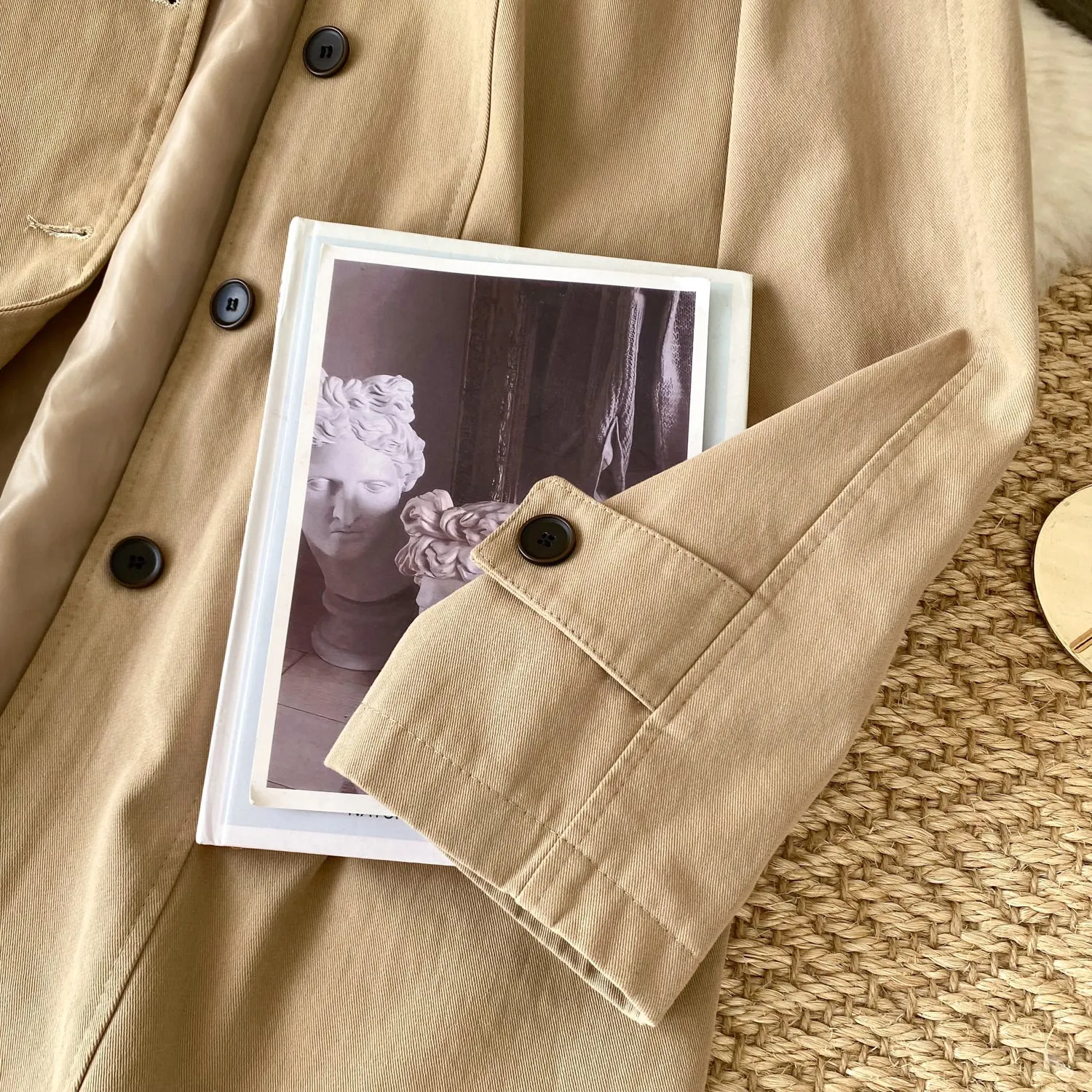 Color Blocking Lapeled Casual Coat