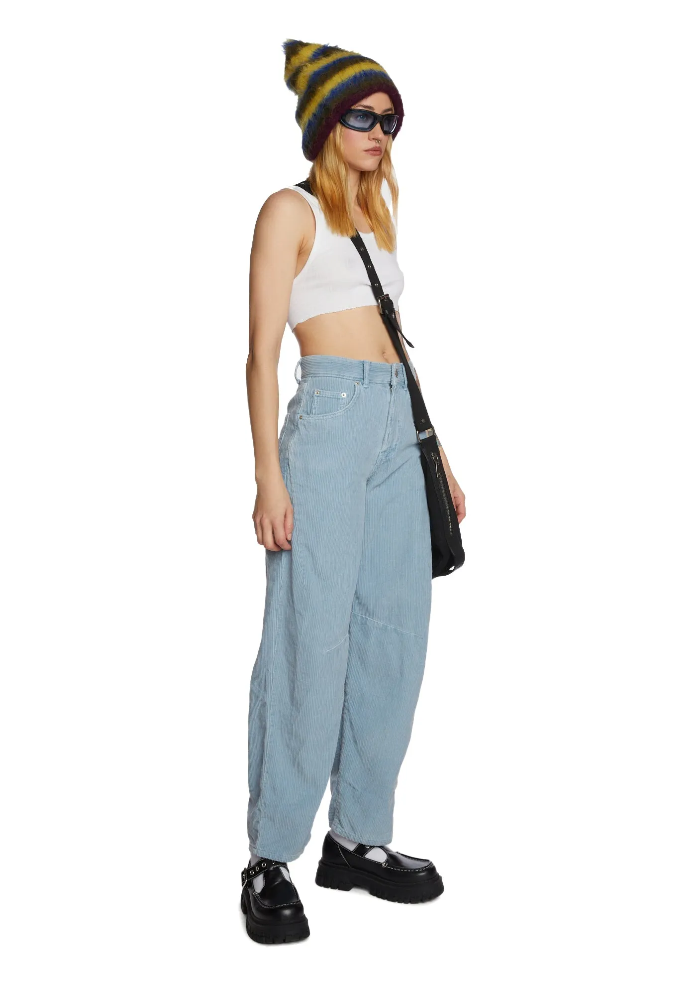 Corduroy Logan Cinch Back Pants - Pale Blue
