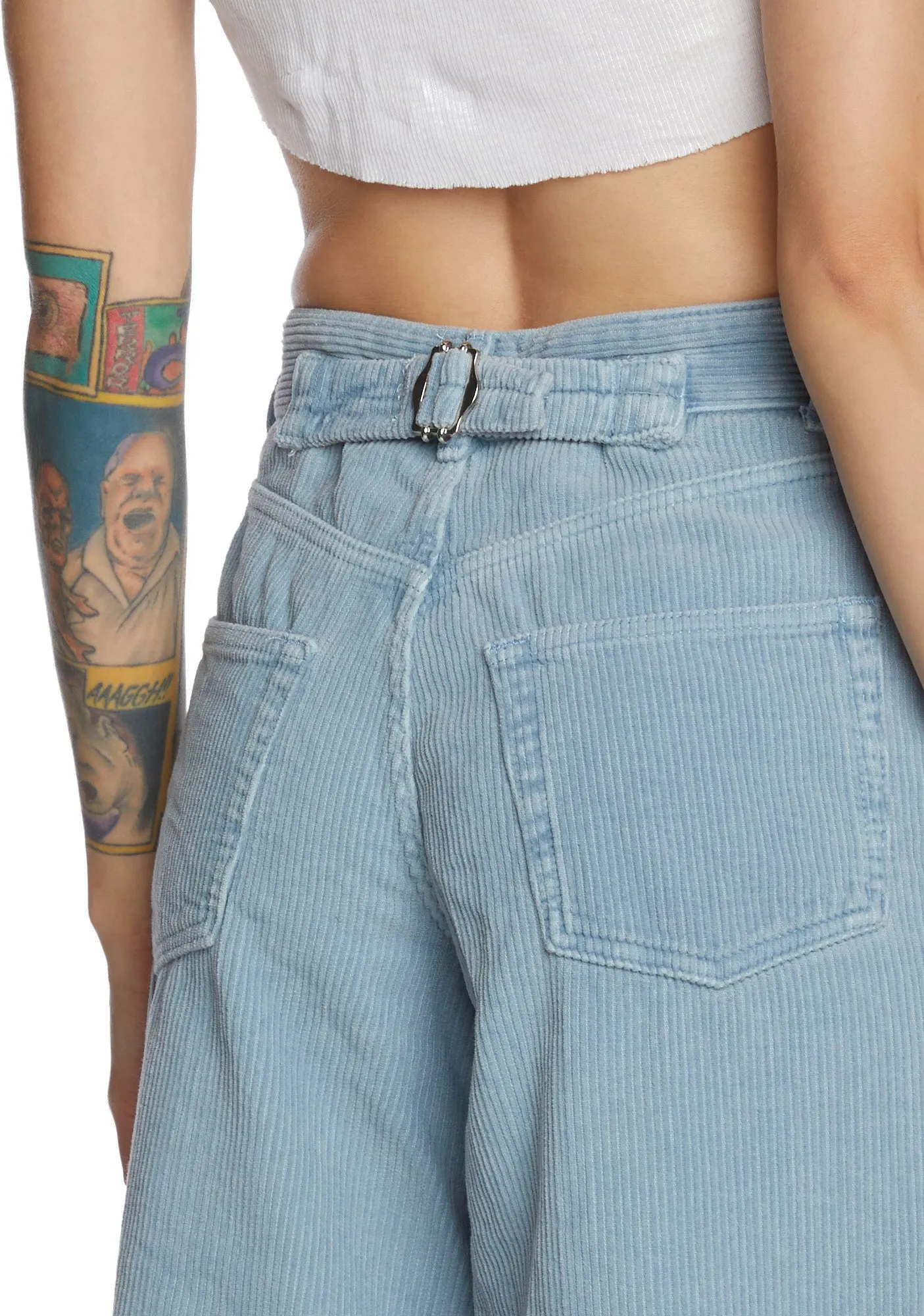 Corduroy Logan Cinch Back Pants - Pale Blue