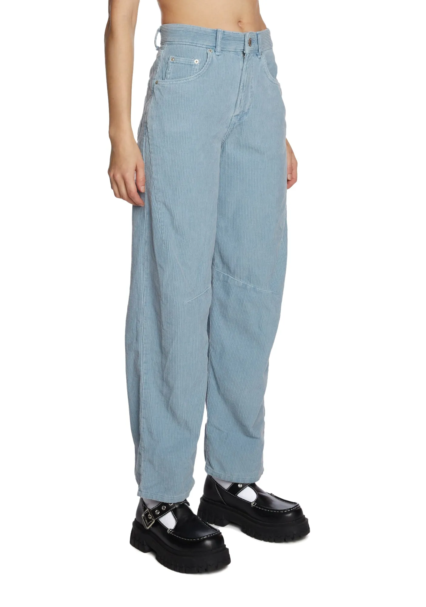 Corduroy Logan Cinch Back Pants - Pale Blue