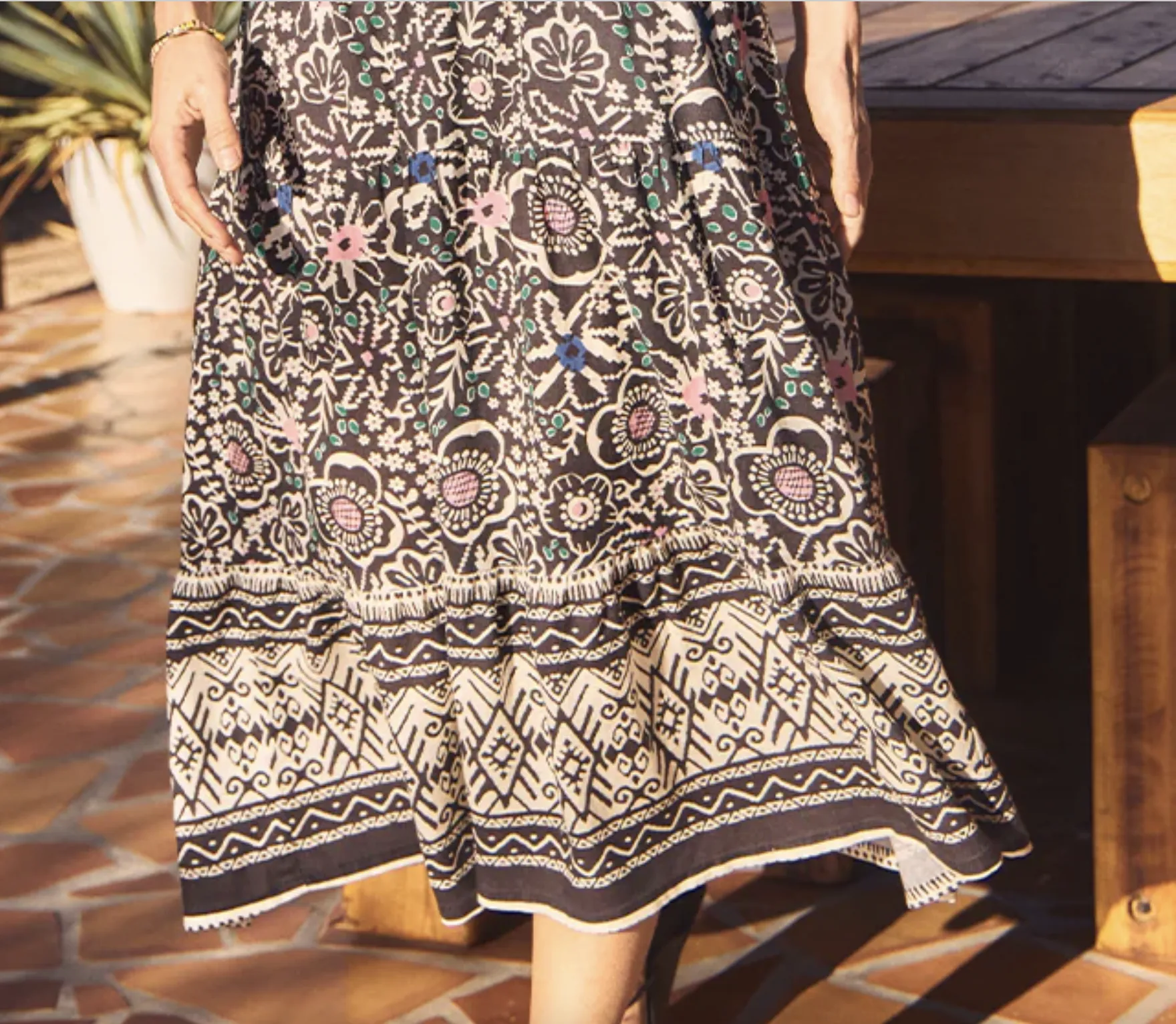 Corinne Maxi Skirt - Black Floral