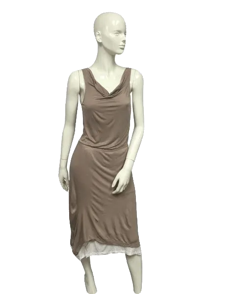 Cynthia Rowley 80's Double Layer Dress Tan & Cream Size Medium SKU 000076