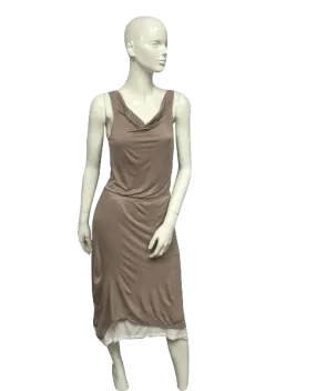 Cynthia Rowley 80's Double Layer Dress Tan & Cream Size Medium SKU 000076