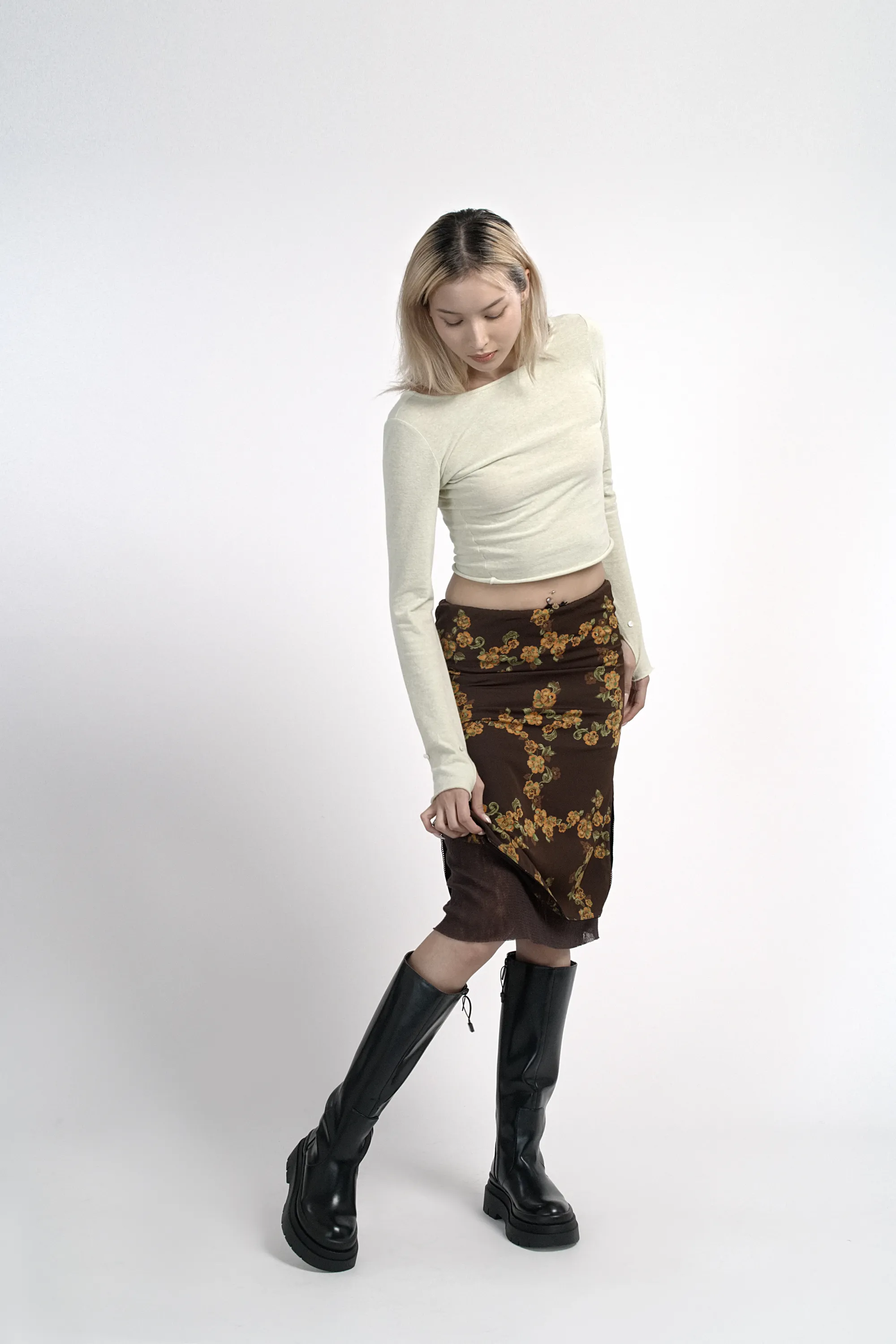Double layer floral skirt