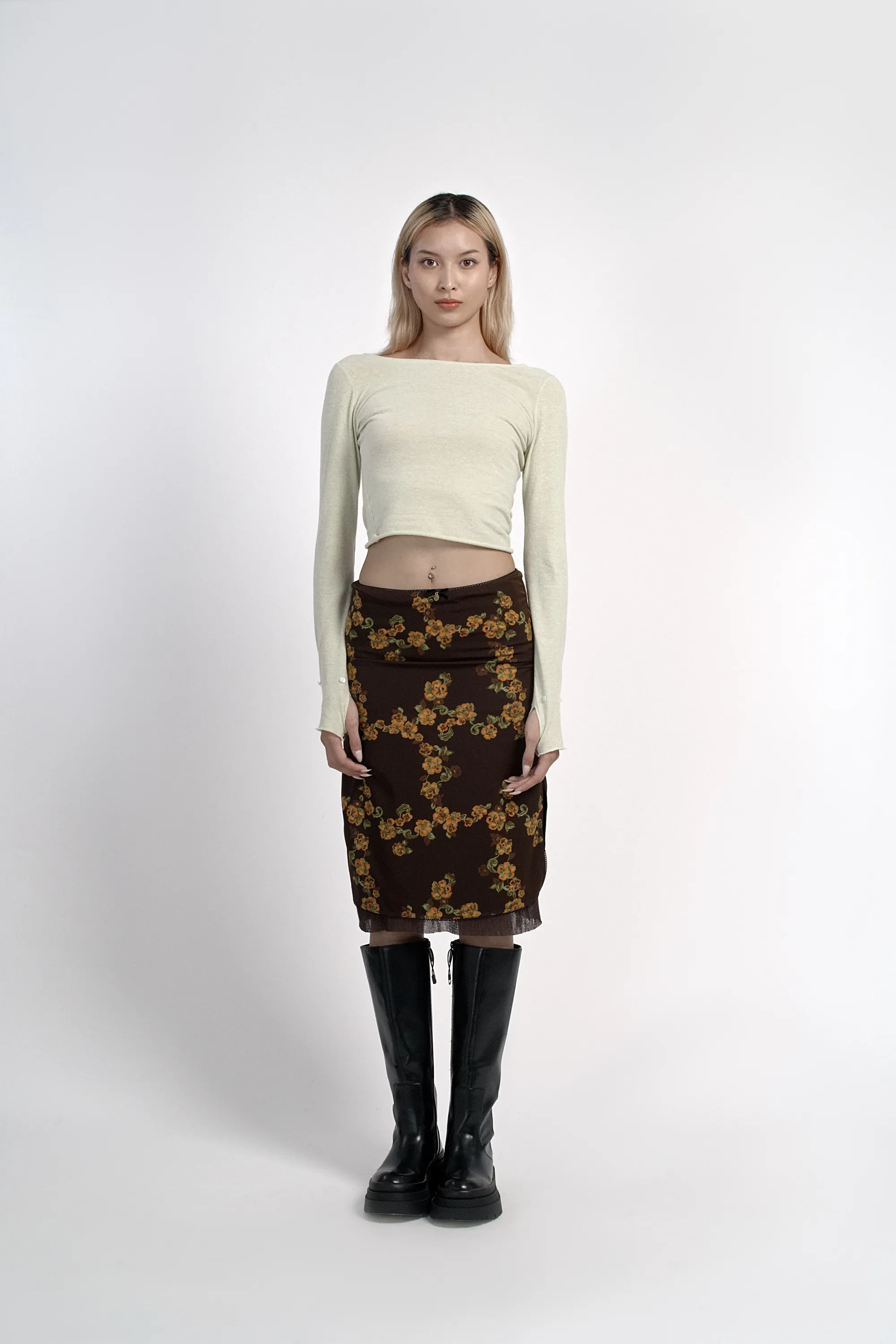 Double layer floral skirt