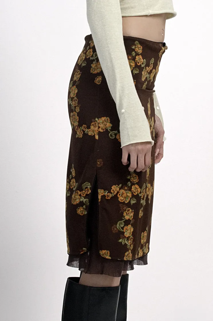Double layer floral skirt