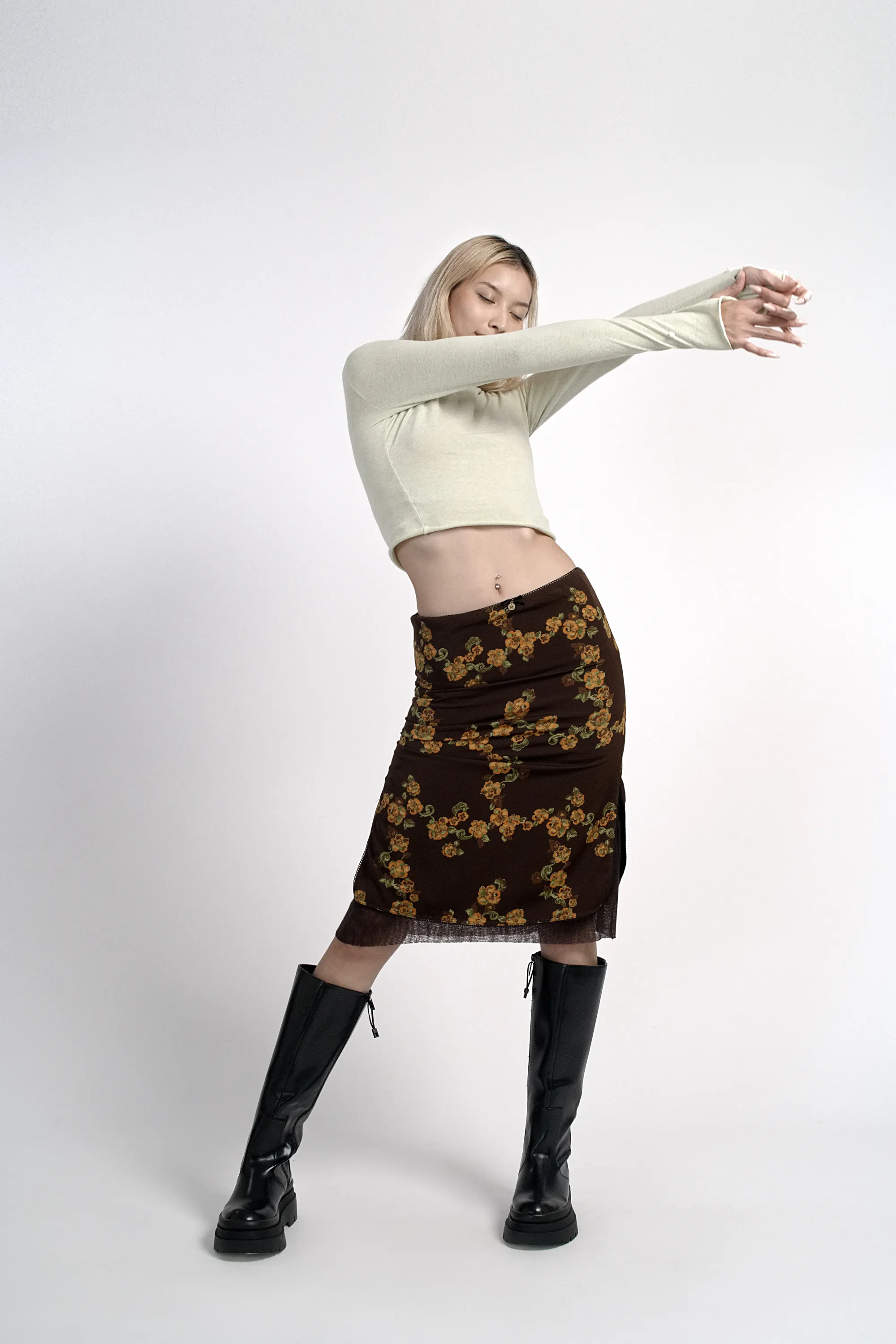 Double layer floral skirt