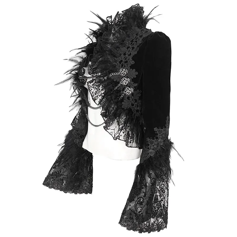 ECT015 Gothic Feather Ultra Short Women's Dress Jacket