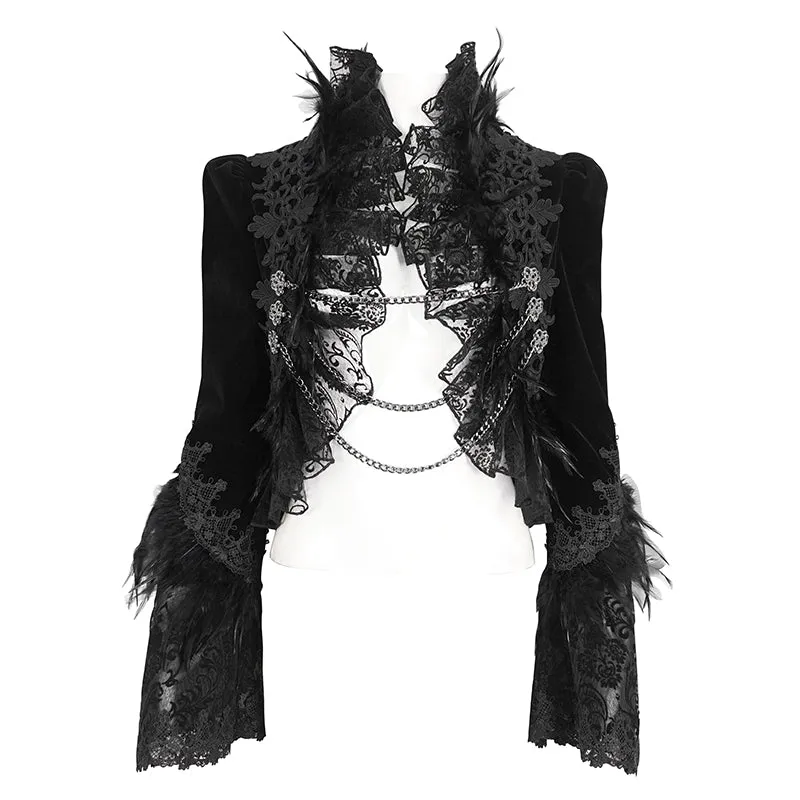 ECT015 Gothic Feather Ultra Short Women's Dress Jacket
