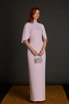 Elegant Cape-Overlay Dress