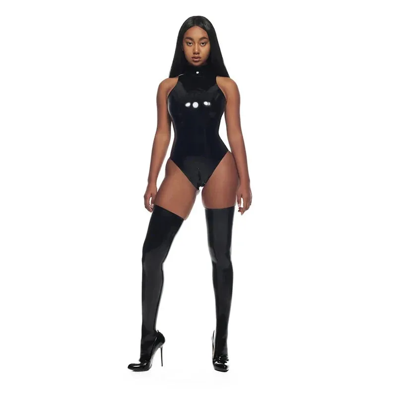 Enger Mini Latex Overall aus Leder