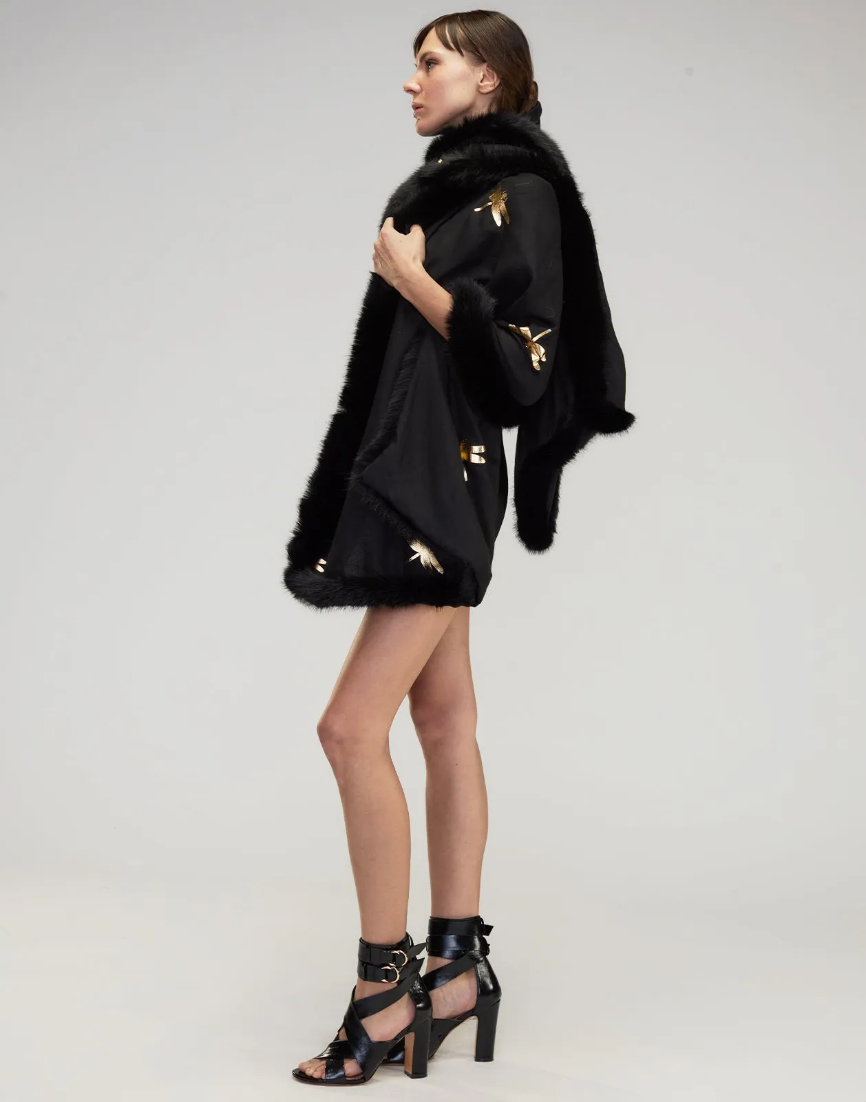 Faux Fur Trim Wrap