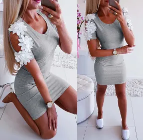 Flower Shoulder Bodycon Dress