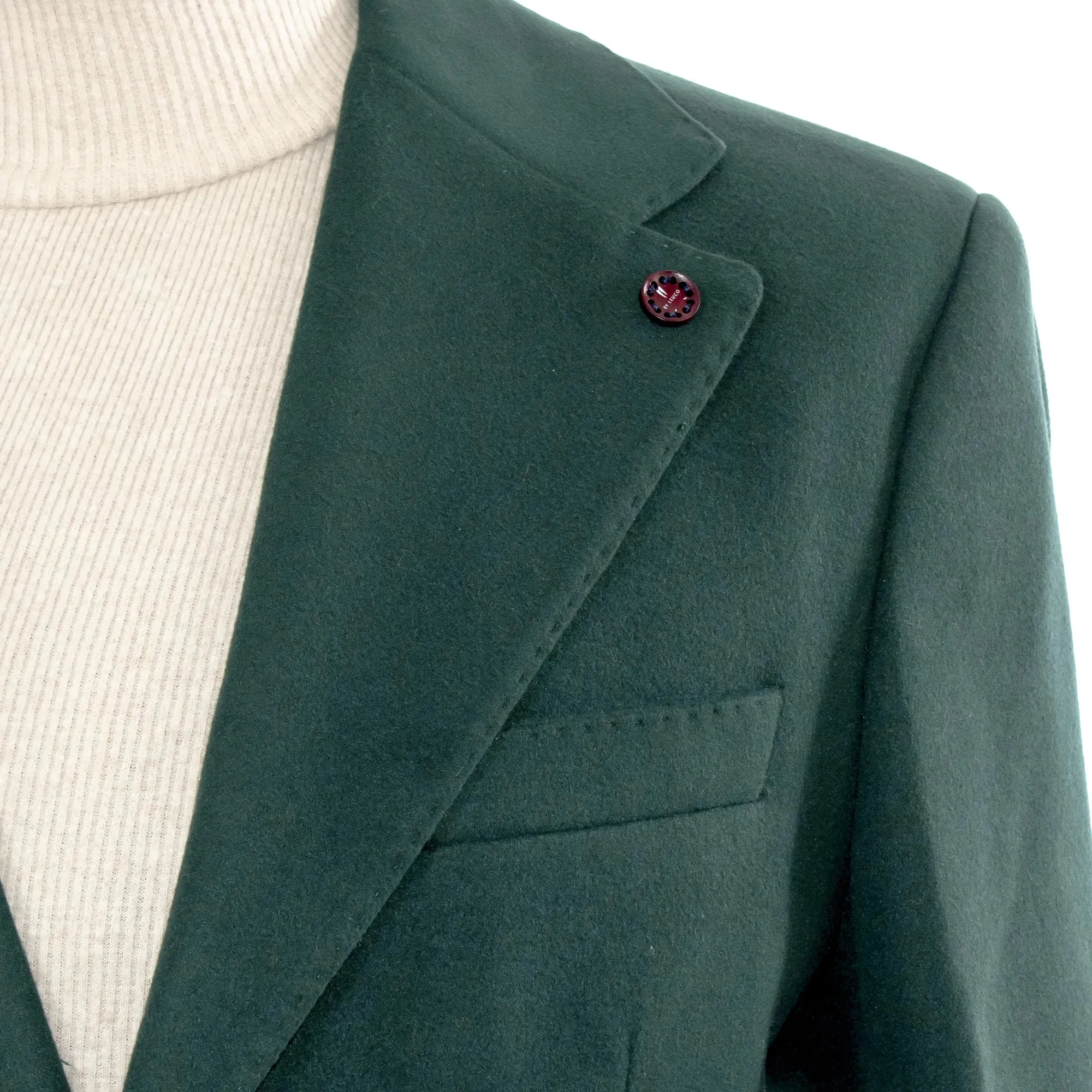 Forest Green Wool Blend Slim-Fit Overcoat