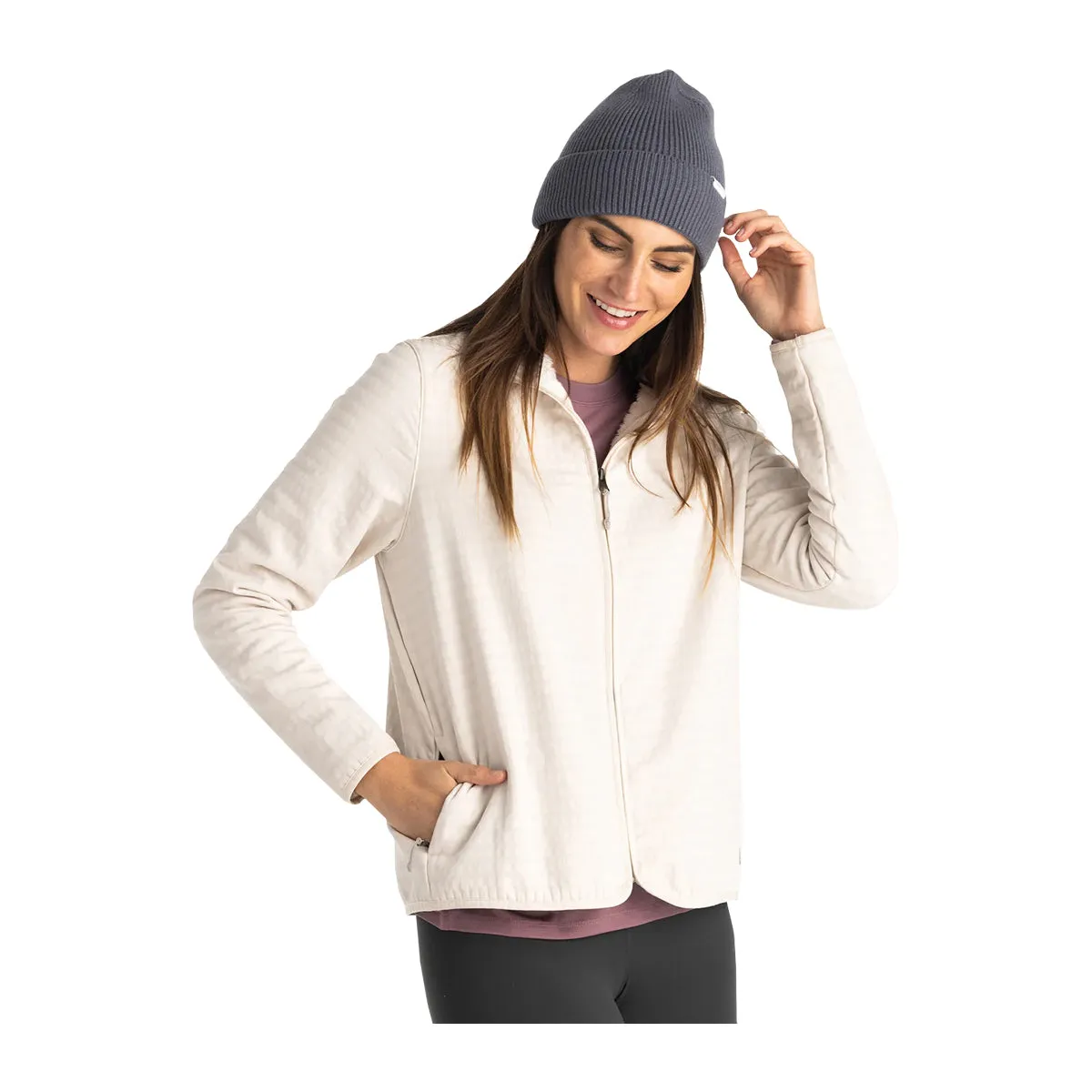 Free Fly Womens Gridback Fleece Jacket Stone
