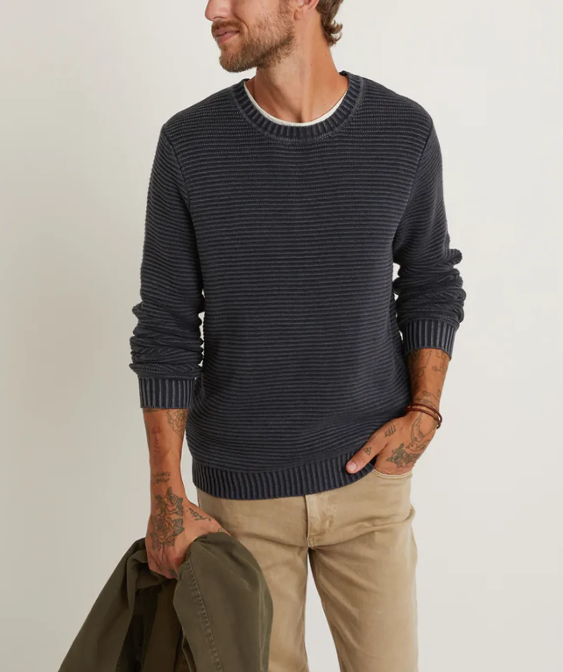 Garment Dye Crew Sweater - Washed Black